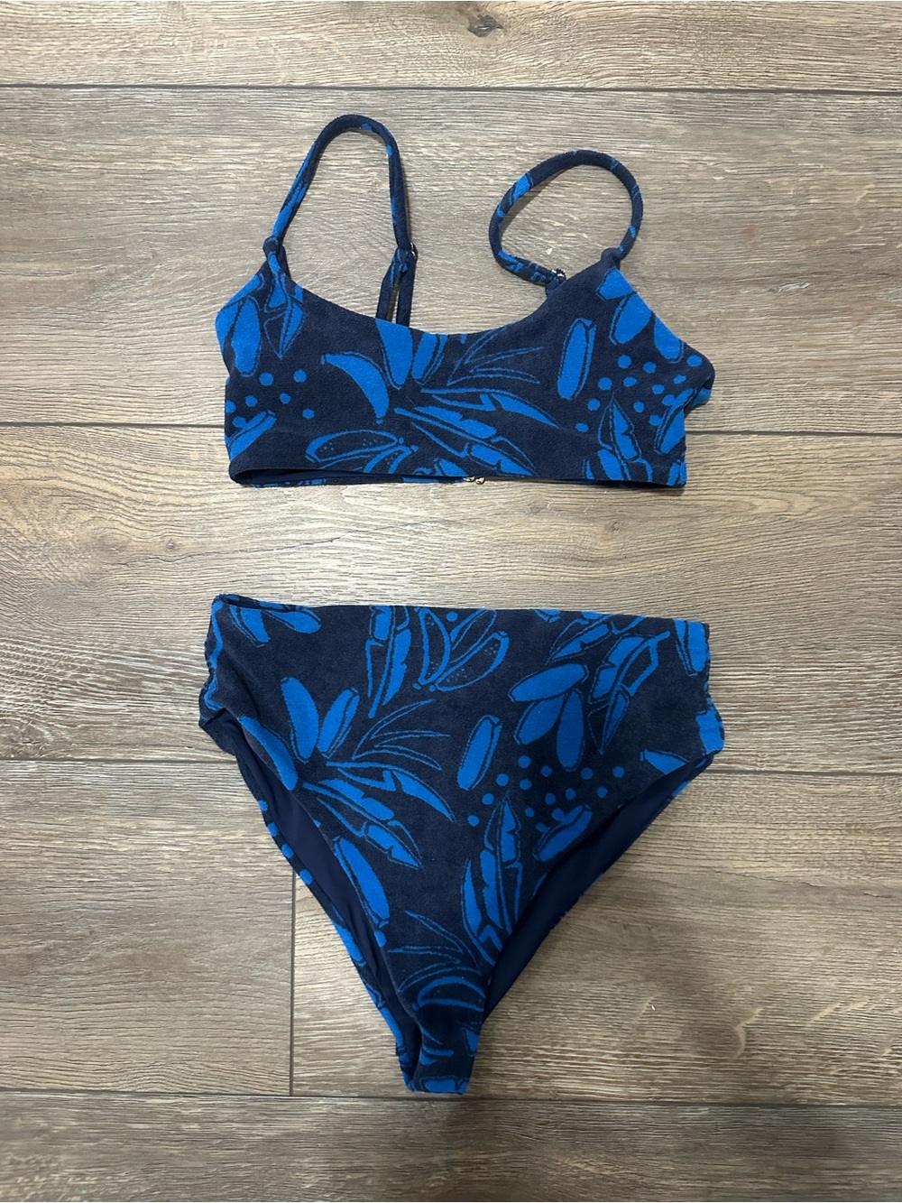 Beach Riot Blue Floral Two-Piece Bikini Set top small bottom medium